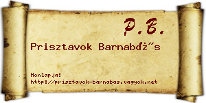 Prisztavok Barnabás névjegykártya